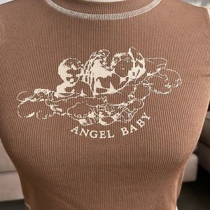 Brown Cropped Graphic Tee